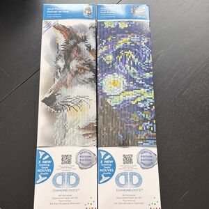Diamond Dotz Wolf portrait and Starry Night Kits-new